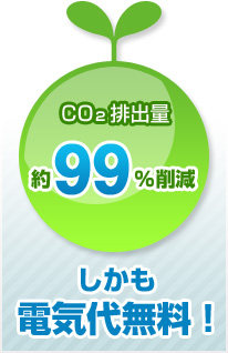 CO2排出量約99％削減しかも電気代は無料